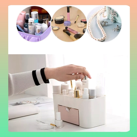 Makeup, office organizer w drawer & multiple top spots Green Drawer design - Picture 5 of 7